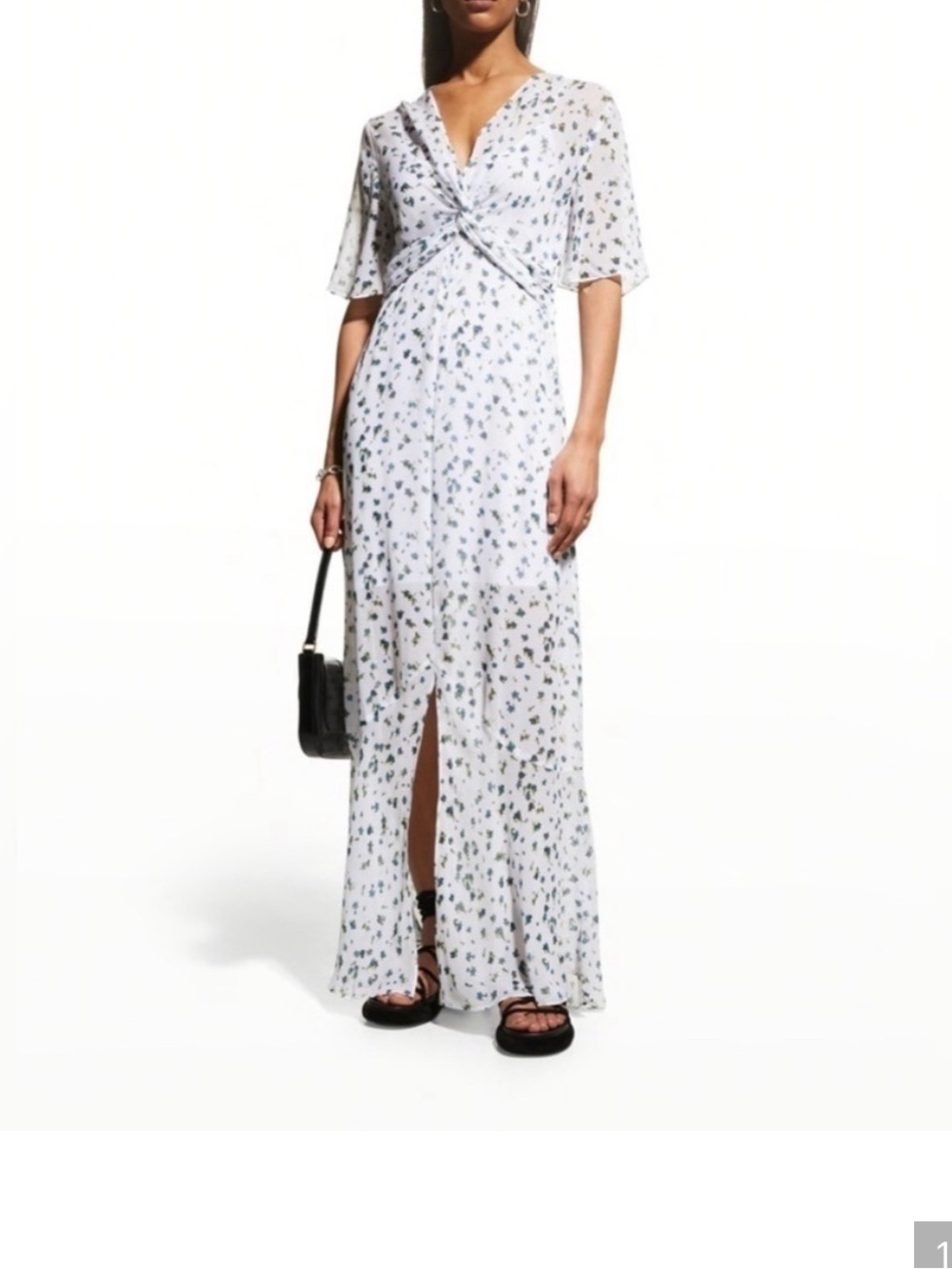 Rag and Bone Twist-Front Maxi Dress - White/Blue